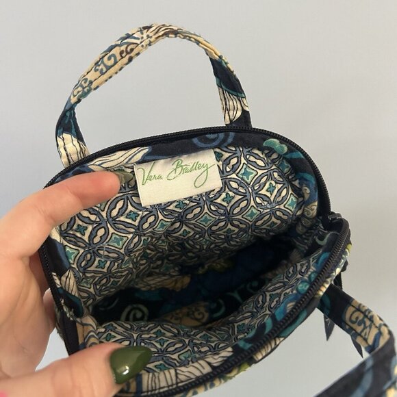 Vera Bradley Small Top Handle Bag Blue Teal Green Floral Paisley Pattern F-190 - Picture 7 of 8